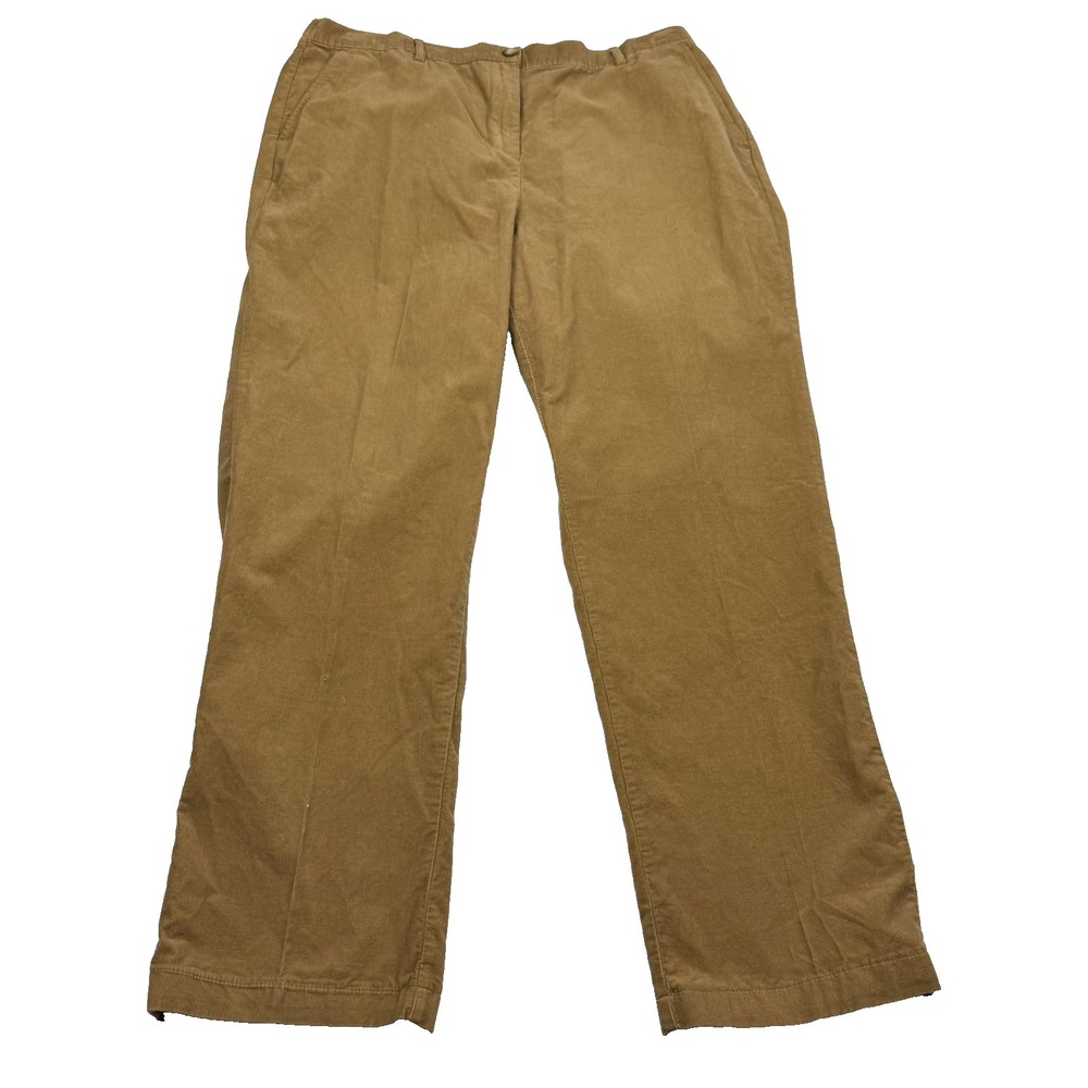 Lands' End Women's Size 16 P‎ Corduroy Pants Brown Soft High Rise Straight Leg